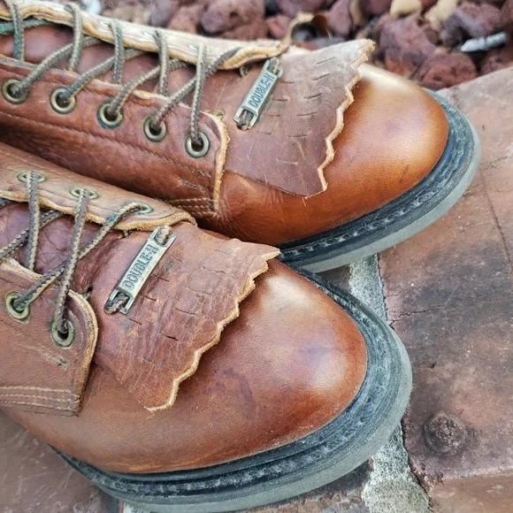 Double H Women's Tan Leather Combat Boots - Picture 8 of 16